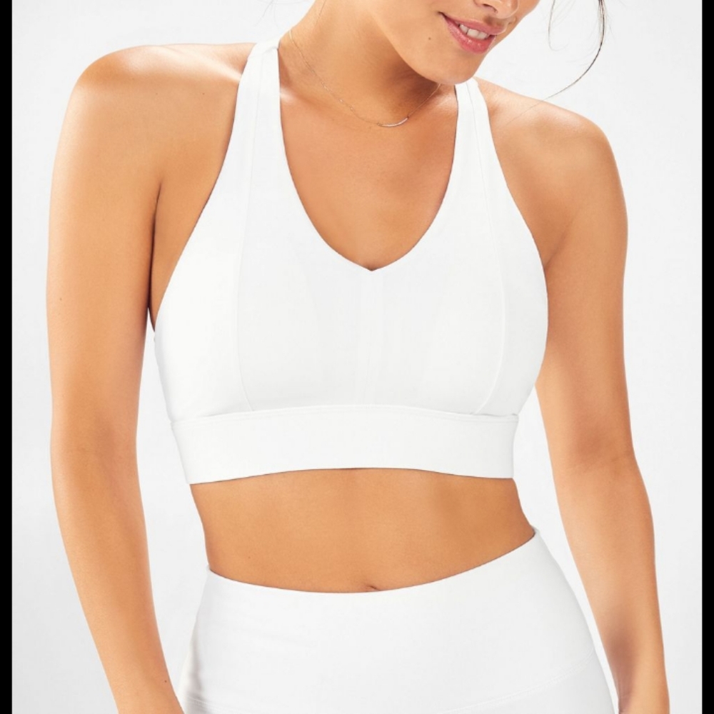 Fabletics White Mila midi med impact sports bra